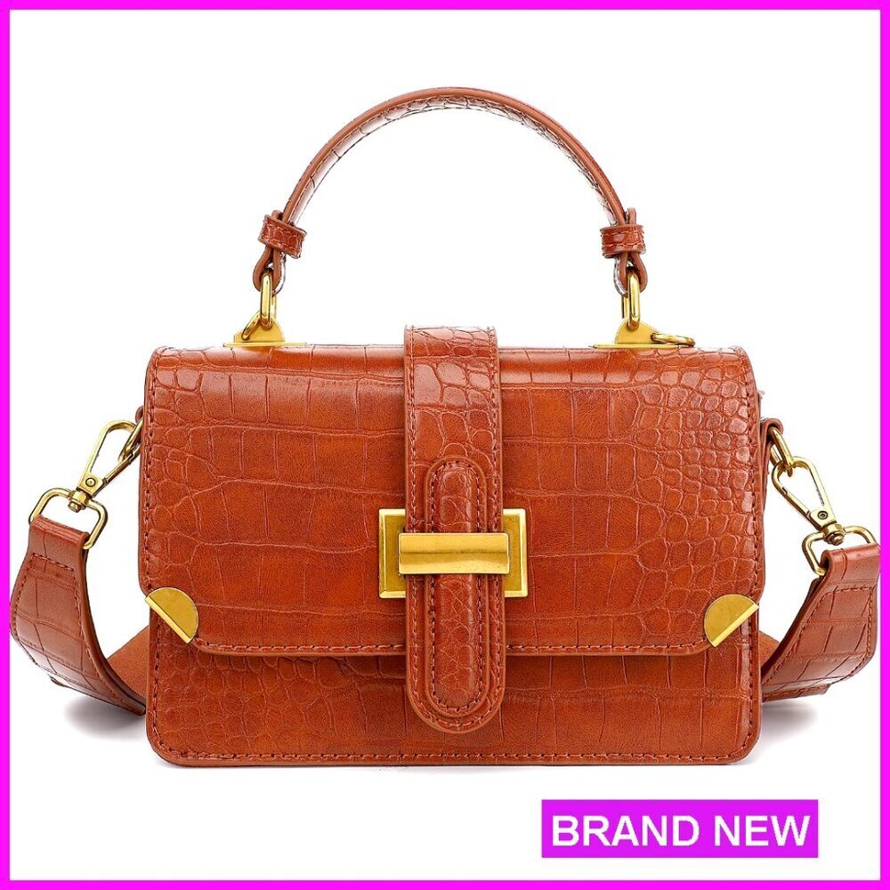 Small Leather Crossbody Purse with Adjustable Strap, Top Handle Satchel